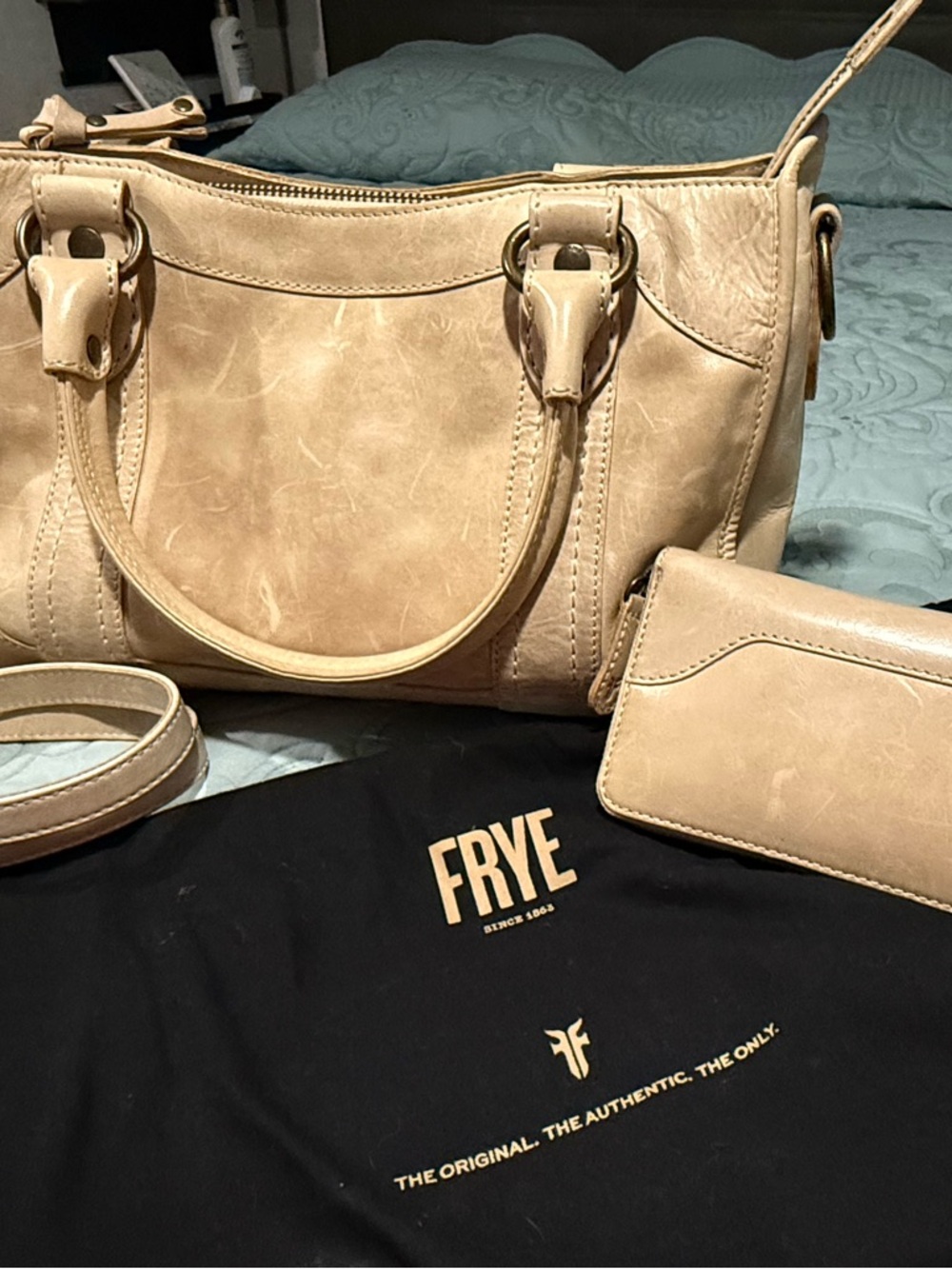 Frye Neutral Tan Leather Satchel with Wallet